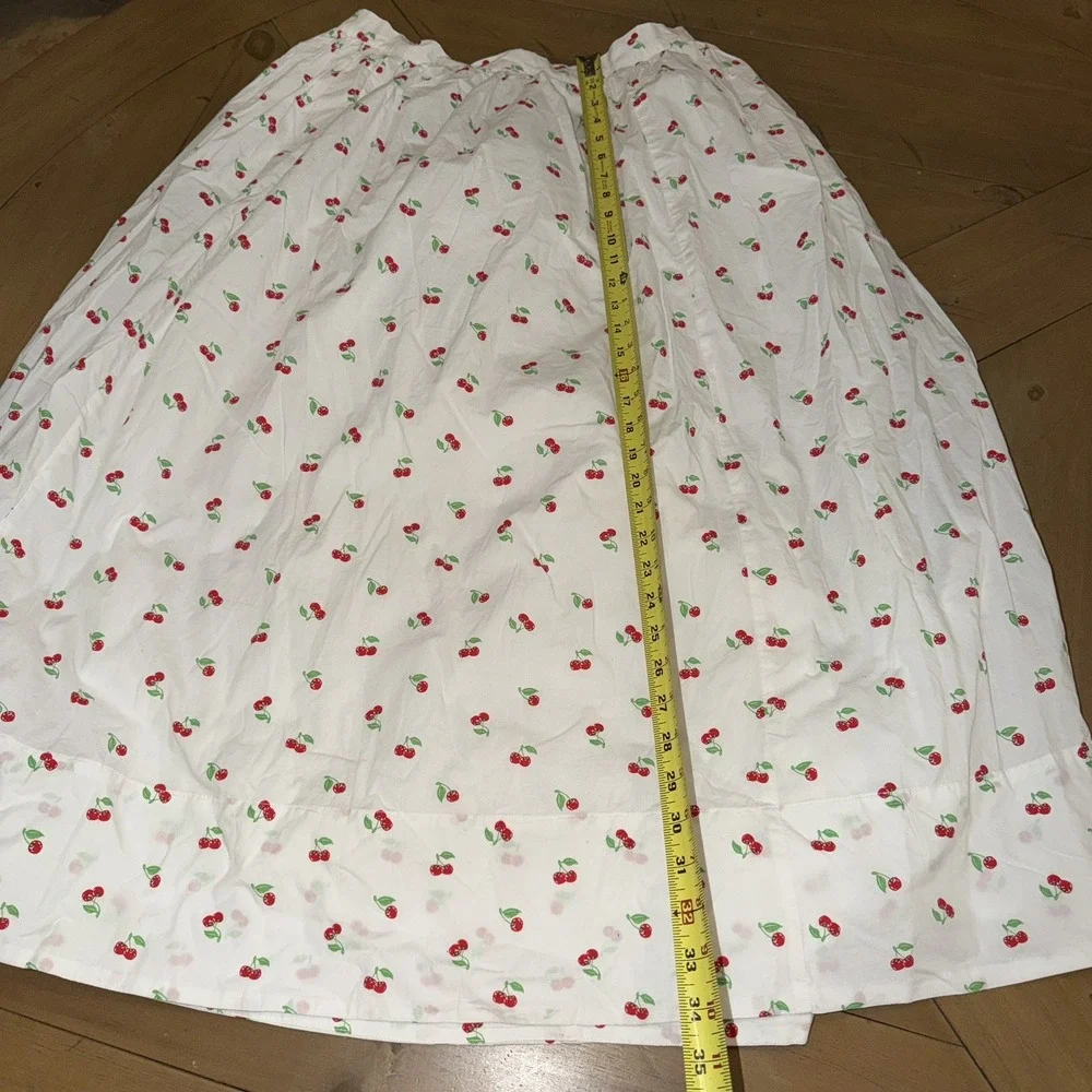 NEW Aerie The New Essential Maxi Skirt in White Cherry Print Size L